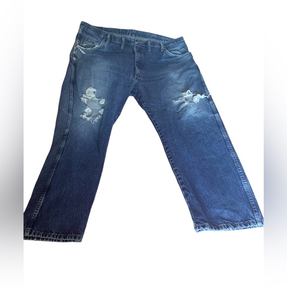 WRANGLER Men’s Destroyed Distressed Denim Blue Jeans Pants 44” x 30” - Picture 2 of 14